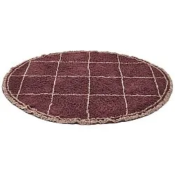 Rundt teppe - Lana Natural Cotton Shaggy (taupe/rød)