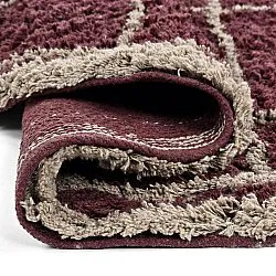 Rundt teppe - Lana Natural Cotton Shaggy (taupe/rød)