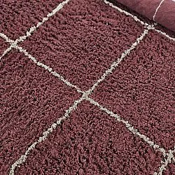 Rundt teppe - Lana Natural Cotton Shaggy (taupe/rød)