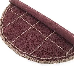 Rundt teppe - Lana Natural Cotton Shaggy (taupe/rød)