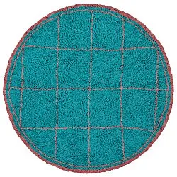 Rundt teppe - Lana Natural Cotton Shaggy (turkis/rosa)