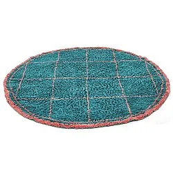 Rundt teppe - Lana Natural Cotton Shaggy (turkis/rosa)