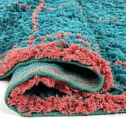 Rundt teppe - Lana Natural Cotton Shaggy (turkis/rosa)