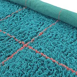 Rundt teppe - Lana Natural Cotton Shaggy (turkis/rosa)