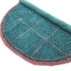 Rundt teppe - Lana Natural Cotton Shaggy (turkis/rosa)