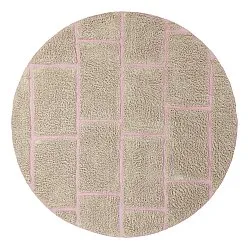 Runde tepper - Lindley Natural Cotton Shaggy (beige/rosa)