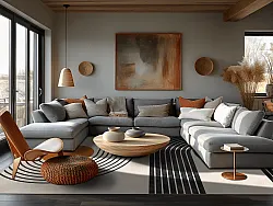 Wilton-teppe - Moudania (beige/sort/oransje)
