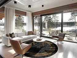 Rundt teppe - Myra (svart/gull)