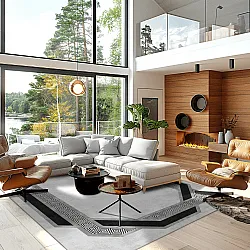 Wilton-teppe - Olympia (svart/hvit)
