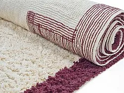 Runde tepper - Ricco Natural Cotton Shaggy (offwhite/burgunder)
