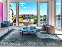 Wilton-teppe - Santi (blå/beige)