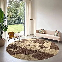 Rundt teppe - Siberia Natural Cotton Shaggy (beige/brun)