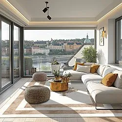 Wilton-teppe - Soros (beige/hvit)