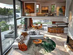 Rundt teppe - Tamalous (beige/grønn)