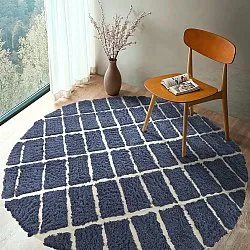 Rundt teppe - Zola Natural Cotton Shaggy (blå)