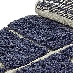 Rundt teppe - Zola Natural Cotton Shaggy (blå)