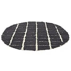 Rundt teppe - Zola Natural Cotton Shaggy (mørkegrå)