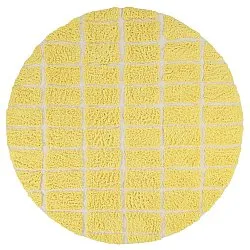 Rundt teppe - Zola Natural Cotton Shaggy (gul)