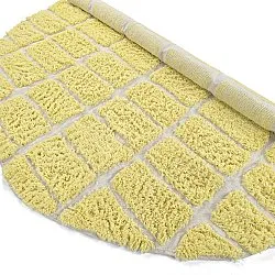 Rundt teppe - Zola Natural Cotton Shaggy (gul)