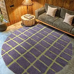 Rundt teppe - Zola Natural Cotton Shaggy (lilla)