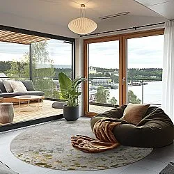 Rundt teppe - Maude (grå/gull)