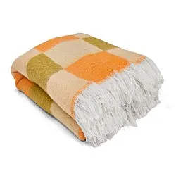 Tepper - Ullmixpledd - Audrey Check (beige/gul/oransje)