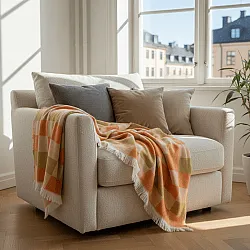 Tepper - Ullmixpledd - Audrey Check (beige/gul/oransje)