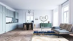 Wilton-teppe - Padova (blå/hvit/gull)