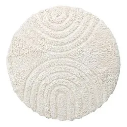Rundt teppe - Lindos Natural Cotton Shaggy (hvit)