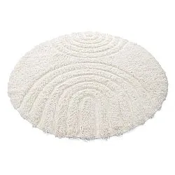 Rundt teppe - Lindos Natural Cotton Shaggy (hvit)