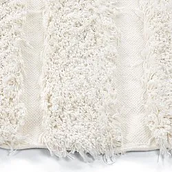 Rundt teppe - Lindos Natural Cotton Shaggy (hvit)