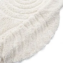 Rundt teppe - Lindos Natural Cotton Shaggy (hvit)