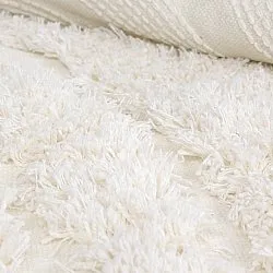 Rundt teppe - Lindos Natural Cotton Shaggy (hvit)