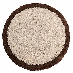 Rundt teppe - Sagres Natural Cotton Shaggy (offwhite/brun)