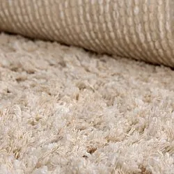 Rundt teppe - Sagres Natural Cotton Shaggy (offwhite/brun)