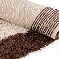 Rundt teppe - Sagres Natural Cotton Shaggy (offwhite/brun)