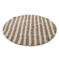 Rundt teppe - Thira Stripe Cotton Shaggy (kermanvärinen/taupe)
