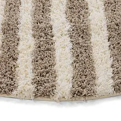Rundt teppe - Thira Stripe Cotton Shaggy (kermanvärinen/taupe)