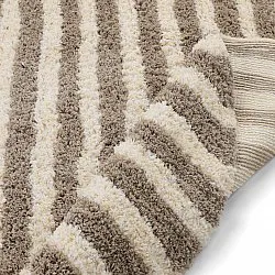 Rundt teppe - Thira Stripe Cotton Shaggy (kermanvärinen/taupe)