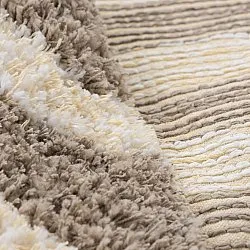 Rundt teppe - Thira Stripe Cotton Shaggy (kermanvärinen/taupe)
