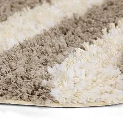 Rundt teppe - Thira Stripe Cotton Shaggy (kermanvärinen/taupe)