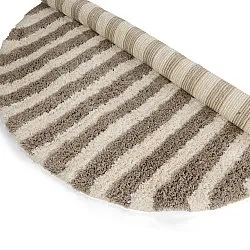 Rundt teppe - Thira Stripe Cotton Shaggy (kermanvärinen/taupe)