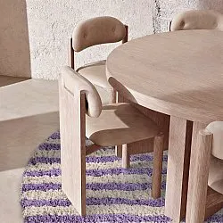 Rundt teppe - Thira Stripe Cotton Shaggy (krem/lys lilla)