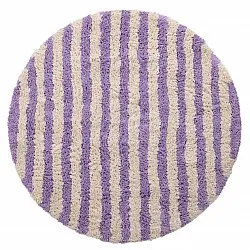 Rundt teppe - Thira Stripe Cotton Shaggy (krem/lys lilla)