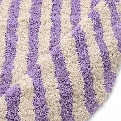 Rundt teppe - Thira Stripe Cotton Shaggy (krem/lys lilla)