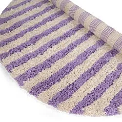 Rundt teppe - Thira Stripe Cotton Shaggy (krem/lys lilla)
