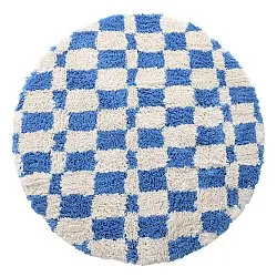 Rundt teppe - Atrani Natural Cotton Shaggy (blå)