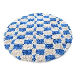 Rundt teppe - Atrani Natural Cotton Shaggy (blå)