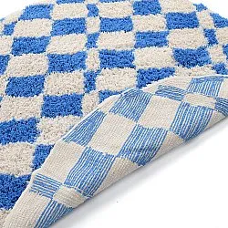 Rundt teppe - Atrani Natural Cotton Shaggy (blå)