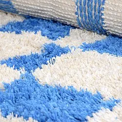 Rundt teppe - Atrani Natural Cotton Shaggy (blå)